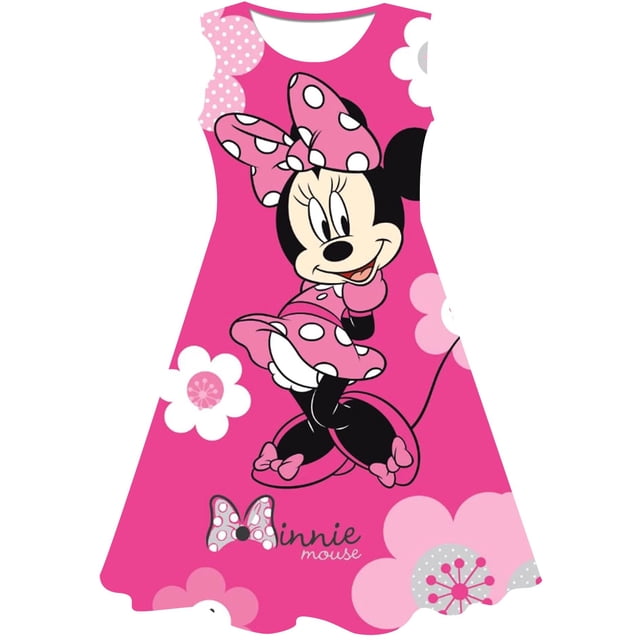 Disfraz de dibujos animados para niñas, vestido de Minnie Mouse, vestido de princesa de manga corta de verano para niños, ropa 3D para fiesta de cumpleaños 3D Gao Jinjia LED