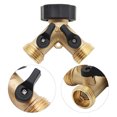 thumbnail image 2 of 2-way Y-type Hose Splitter Garden Hose Distributor Brass Hose Tap Adapter with 2 Valves, 2 of 7