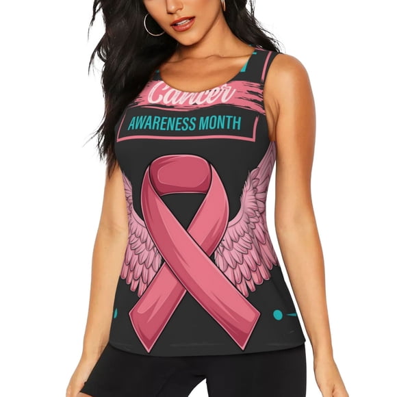 Vsdgher Ribbon With Angel Wings Print Tank Top Sports Vest Bra for Women Sports ,Quick Dry Sports Workout Running Top Vest-Medium