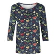 thumbnail image 4 of Penkiiy Chemises de la Saint-Valentin pour Femmes, Graphique Cœur, Col Rond, Hauts Décontractés, Blouses Amples à Manches 3/4, Grande Taille, Tunique 2025 L Multicolore, 4 of 5