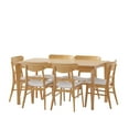 thumbnail image 3 of GDF Studio Atherton Wood and Fabric 7 Piece Dining Set, Natural Oak, Light Beige, 3 of 9