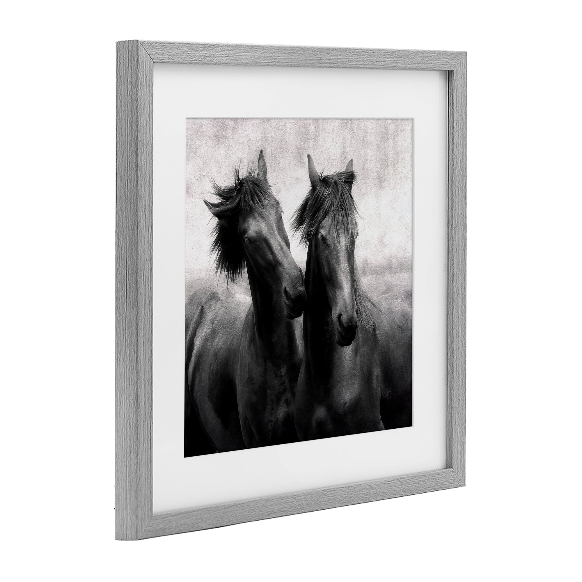 Stupell Industries Short Haired Horse Pair Gray Framed Print Under Glass, design by Lars Van de Goor