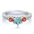 thumbnail image 2 of Gem Stone King 1.17 Ct Round Blue Zircon Orange Sapphire 925 Sterling Silver Ring (Size 7), 2 of 2