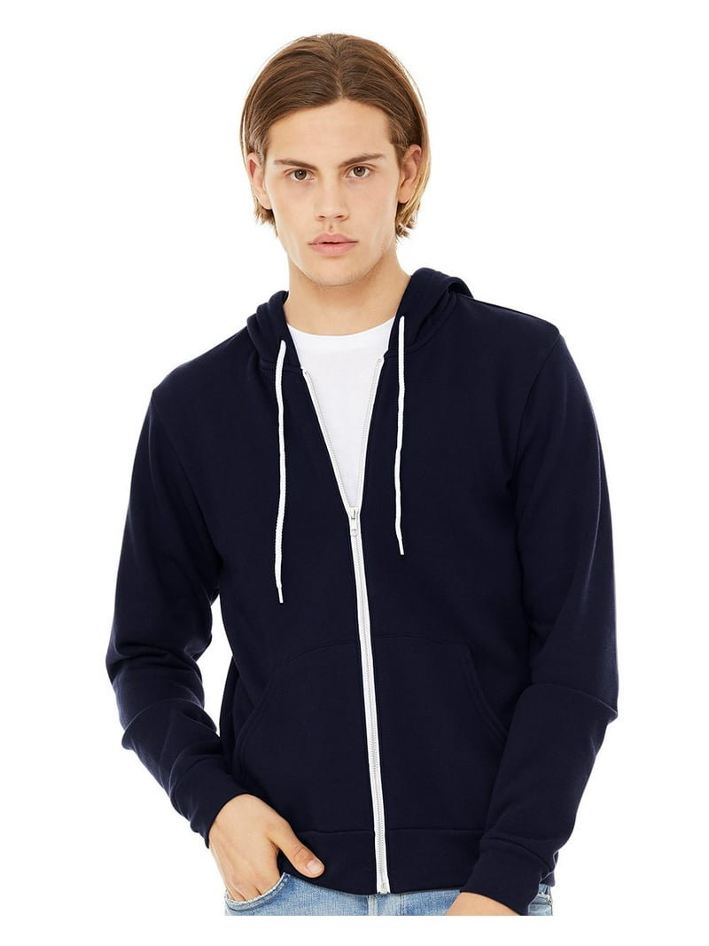 Unisex Poly-Cotton Fleece Full-Zip Hooded Sweatshirt - YELLOW - XS