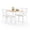 Natural and White+1, variant on Industrial 5 Piece Dining Table Set  Natural  White Bar Height Table with 4 Benches Ideal for Kitchen Breakfast Nook Living Room  Party Room