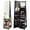 Black, variant on Gymax 64'' Jewelry Cabinet Armoire w/ 3-Color Lights Adjustable Shelves & Wheels Black