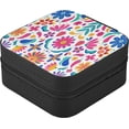 thumbnail image 3 of Coolnut Leather Jewelry Box Mexican Floral Portable Mini Jewelry Storage Bag for Travel, Small Ring Case Earrings Organizer Necklaces Box for Women Girls Women Gifts, 3 of 7