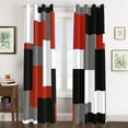 thumbnail image 2 of Red Black 100% Blackout Curtains for Bedroom,Set Modern Abstract Geometric Black Out Living Room Curtains Grommet Thermal Insulated Room Darkening Window Drapes 53"W x 84"L (Pack of 2), 2 of 6