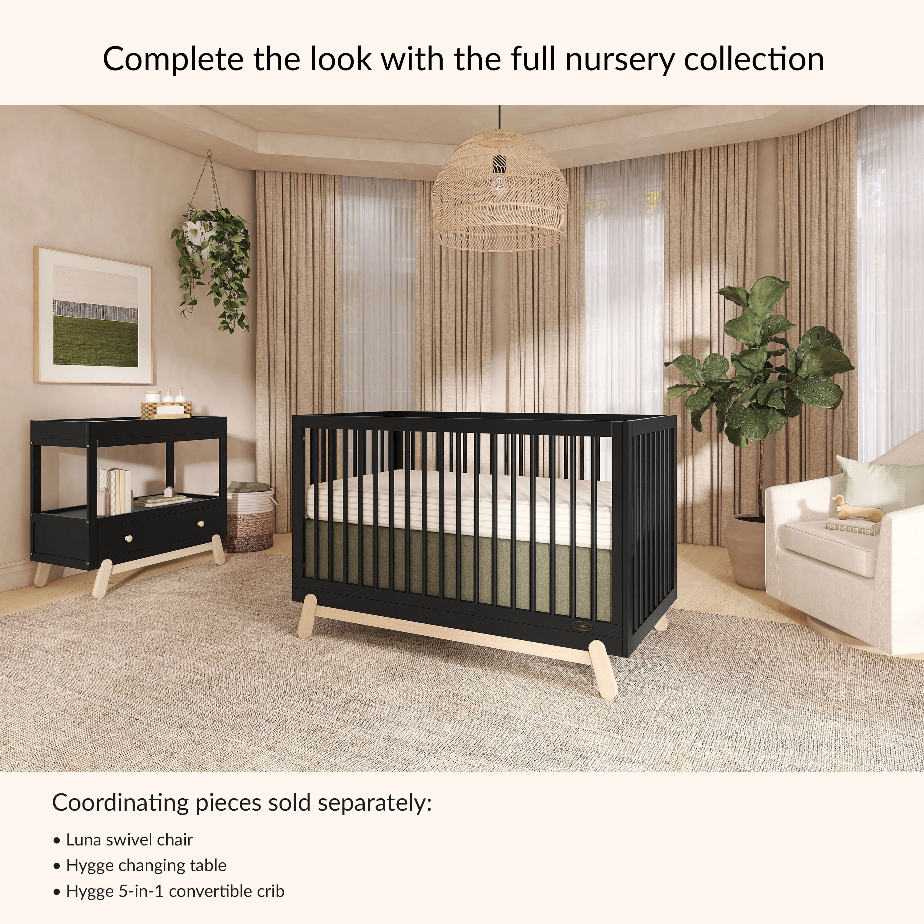 Dream On Me Hygge Changing Table, Matte Black Vintage