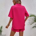 thumbnail image 4 of JULMCOMO Two Piece Sets for Women Deep V Neck Loose Fit Button Down Shirts Short Sleeve Wide Leg Summer Travel Lounge Sets Hot Pink XL, 4 of 6