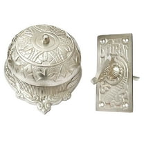 Shristy Hardware "Hezekiah" Brass Manual Old Fashioned Door Bell – Vintage Twist Bell with Key Plate – Mechanical Doorbell for Home – (Pack of Satin Nickel Finish) PT-2