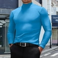 thumbnail image 2 of Men's Fashion Mock Turtleneck T-Shirts Long Sleeve Pullover Sweater Basic Designed Undershirt Slim Fit Top Blue 2XL, 2 of 5