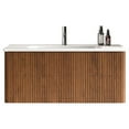 thumbnail image 3 of Seetaras 36''Wall-Mounted Bathroom Vanity with White Ceramic Sink Striped and Drawer Walnut Bathroom Vanity Modern Floating Bathroom Vanity No Drain And Faucet, 3 of 9