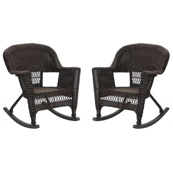 Jeco Rocker Wicker Chair in Espresso (Set of 2)