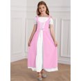 thumbnail image 3 of RUNQHUI Robe Princesse à Manches Courtes Lacée Renaissance Médiévale pour Filles Danse Performance Rose 14, 3 of 7