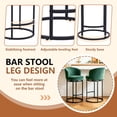 thumbnail image 5 of ClinQ Swivel Counter Height Bar Stools Set of 3, Fabric Upholstered Barrel Bar Chairs with Auto Return, Curved Back and Black Metal Frame, Green, 5 of 7