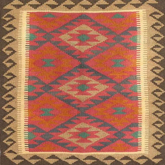 Ahgly Company Indoor Square Contemporary Grapefruit Red Area Rugs, 4' Square