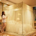 thumbnail image 3 of Palace Style Square Mosquito Net with 3-Doors Solid Color No Bracket Netting Canopy Easy Installation Indoor Mesh Tent XXK, 3 of 10
