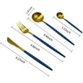 thumbnail image 4 of Cutlery set with 4 pieces crockery set stainless steel crockery set cutlery set including knives forks spoons service for 1 blue+gold 18/10, 4 of 5