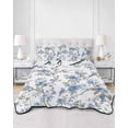thumbnail image 3 of Blue Floral Birds Full Size Down Alternative Comforter, Lightweight Comforter Quilt Bedding Set with Pillow Shams Farmhouse Flowers Pastoral All Seasons Bed Comforter Duvet Insert 78"x90", 3 of 7