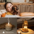 thumbnail image 2 of Sziqiqi Candle Warmer Lamp with Timer: Gold Adjustable Wax Melt Warmer Flameless Electric Candle Lamp Textured Glass Shade Wood Base House Warming New Home Decor Birthday Valentines Gift for Women, 2 of 7