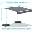 thumbnail image 3 of AECOJOY 10x8 ft. Free Standing Retractable Awning with Weighted Base - Single Side Patio Awnings Manual Sun Shade - Dark Grey, 3 of 9