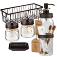 thumbnail image 1 of Set de accesorios de baño SheeChung Mason Jars, 6 unidades, color marrón, 1 of 7