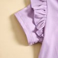 thumbnail image 6 of 12-18 Months Baby Clothing 2T Summer Clothes For Girls Toddler Baby Girls Clothes Solid Plain Rib Ruffle T-shirt + Shorts With Drawstring Cute Summer Short Set Purple, 6 of 8