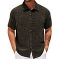 thumbnail image 1 of Playera Elvqul para Hombre de Color Sólido Manga Corta Café Casual Solapa, 1 of 6