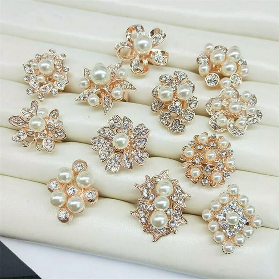 K-KED Wholesale Lots 20pcs Womens Delicate Jewelry Pearl Ring Clear Rhinestone Rings
