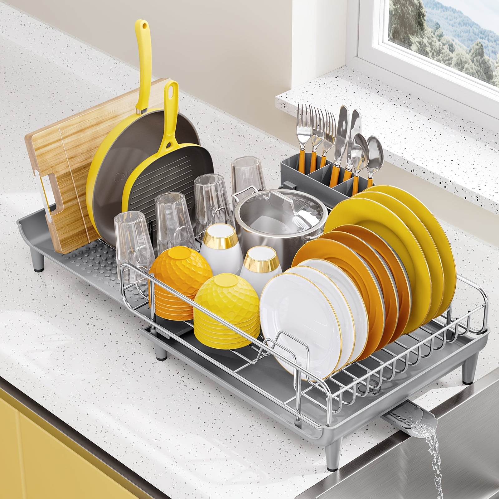 Sabatier Expandable Stainless Steel Dish Rack with Rust-Resistant