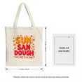 thumbnail image 3 of Vibrant Canvas Tote Bag with " SUN SAN DOUGH " in bold colors whimsical phrase and decorative stars & leaves Perfect for shopping, 3 of 4