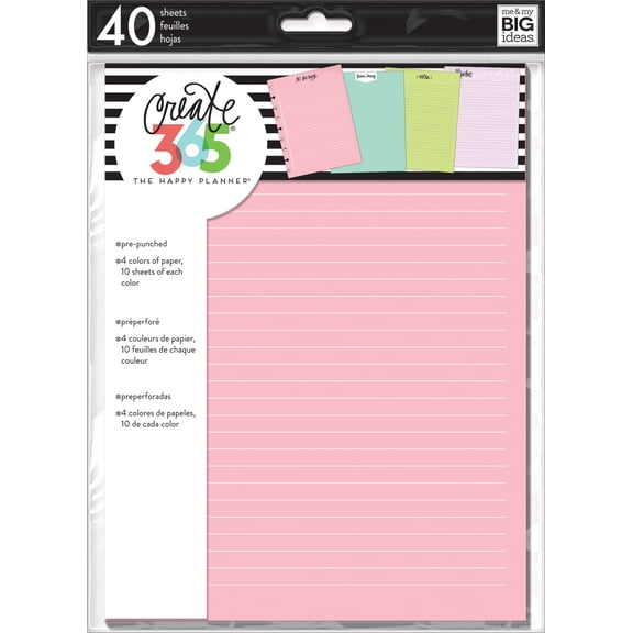 Happy Planner Medium Fill Paper 40/Pkg-Colored