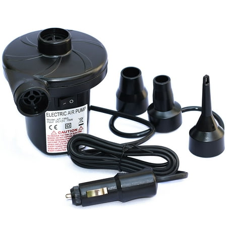 Portable 12V DC Electric Air Pump for Inflatables Mattress Raft Bed, 3 Nozzles, Replacement for Intex Pump 68608E, 66626E,