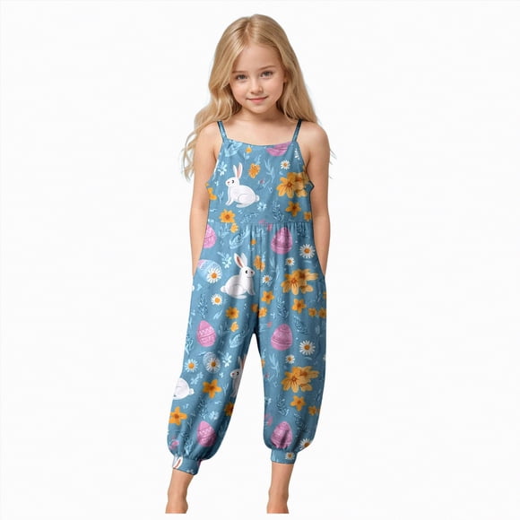 Ymyiu Combinaison de Printemps pour Filles Combinaison pour Filles Décontractée à Manches Cap Courtes Barboteuse Ceinturée à Jambes Larges une Pièce Tenue Taille 9-10 Ans (Bleu Foncé, 9-10 Ans)