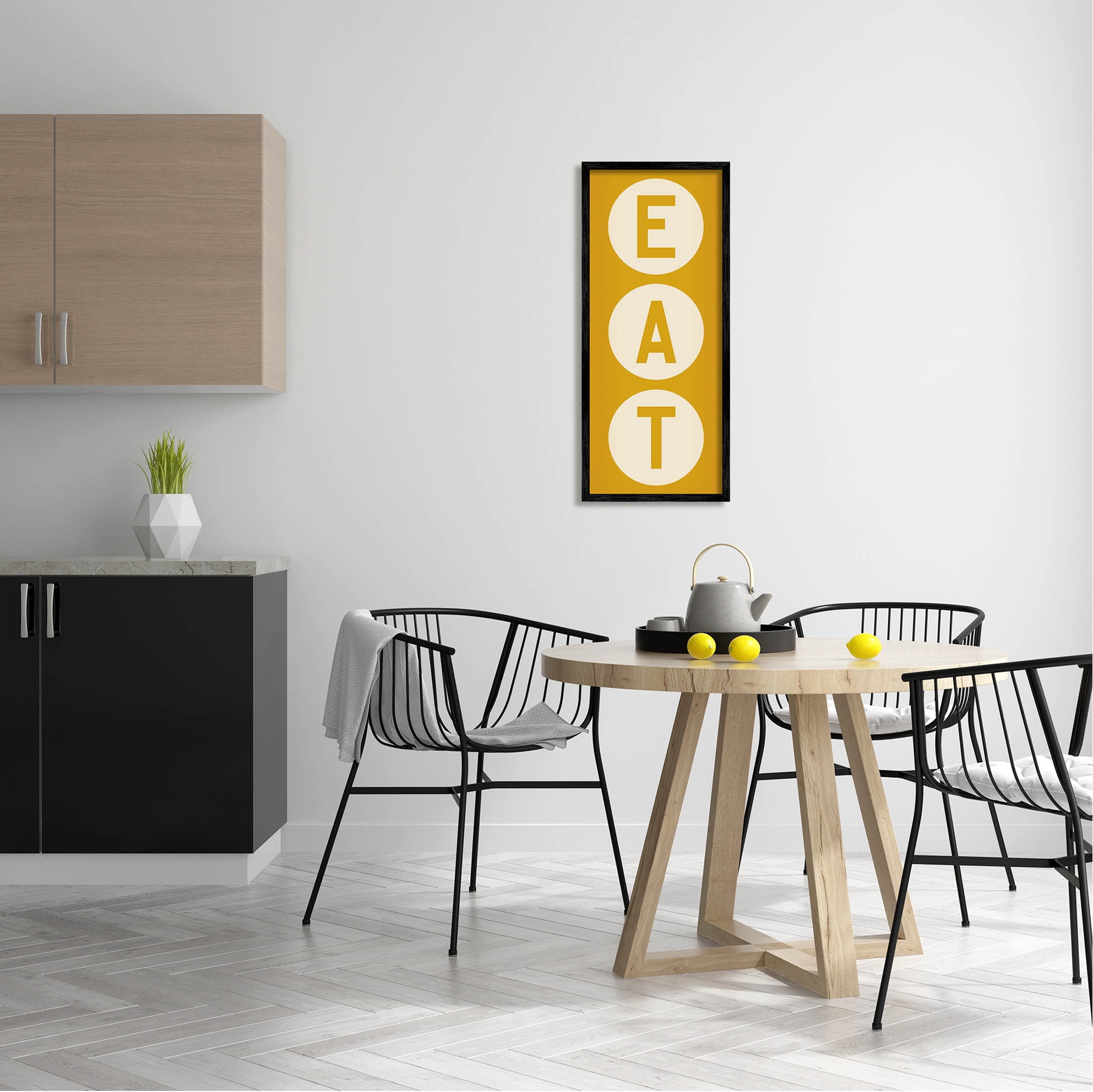 Stupell Industries Retro Style Eat Circle Letters Sign Graphic Art Black Framed Art Print Wall Art, Design by Ryan Fowler