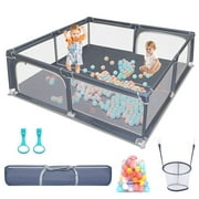 Baby Playpen, 79''x63'' Extra-Large Playpen for Babies and Toddlers, Foldable Baby Play Yards with Gate, Sturdy Safety Baby Fence Play Area for Indoor & Outdoor