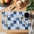 thumbnail image 2 of Blue Patchwork Placemats Set of 8, Blue Flower Wave Point Square Non-Slip Place Mats Washable Table Mats for Kitchen Dining Table Decorations Indoor/Outdoor, 2 of 9