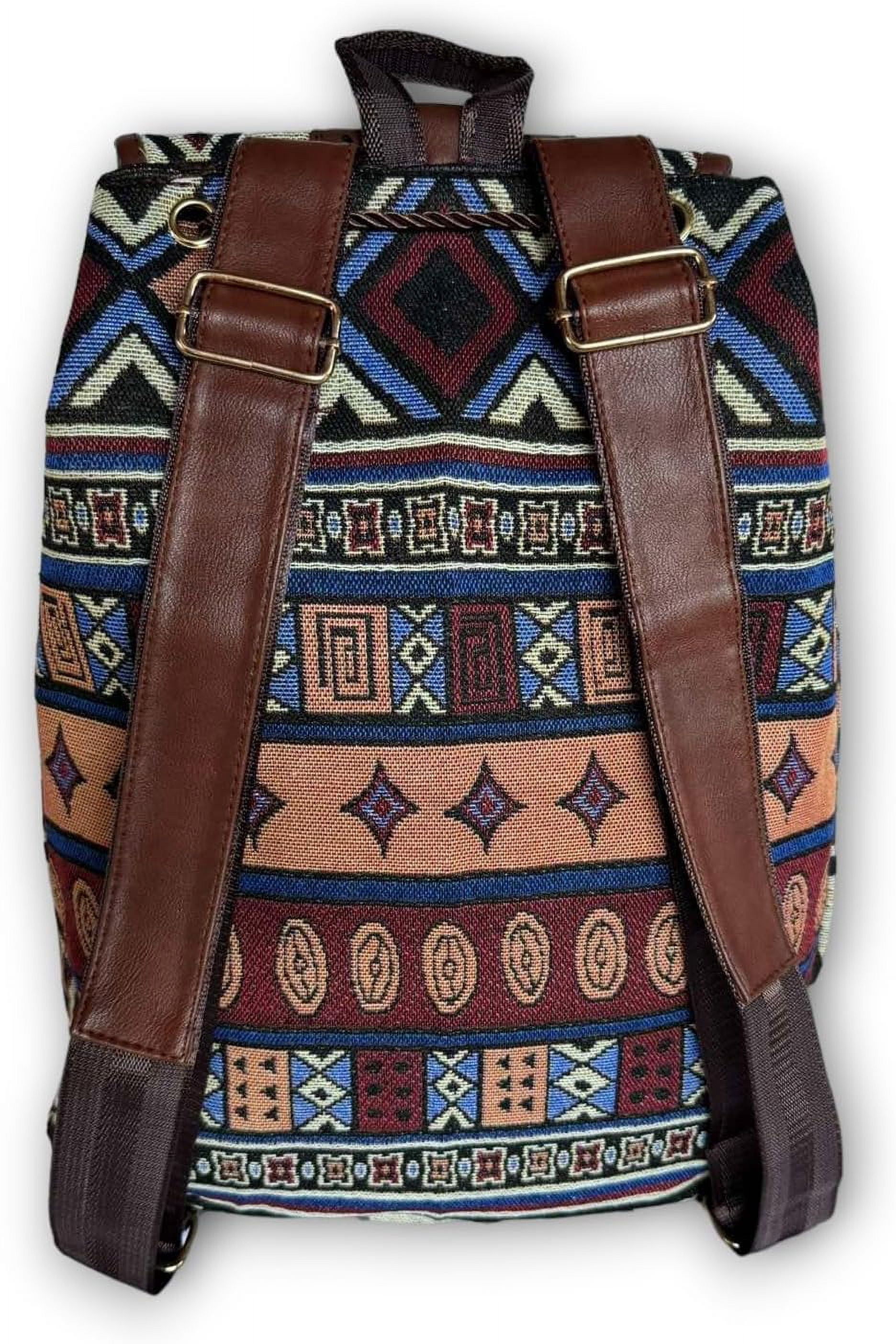 Hippie Canvas Women Backpack Purse- Boho Style Ethnic  display picture 2