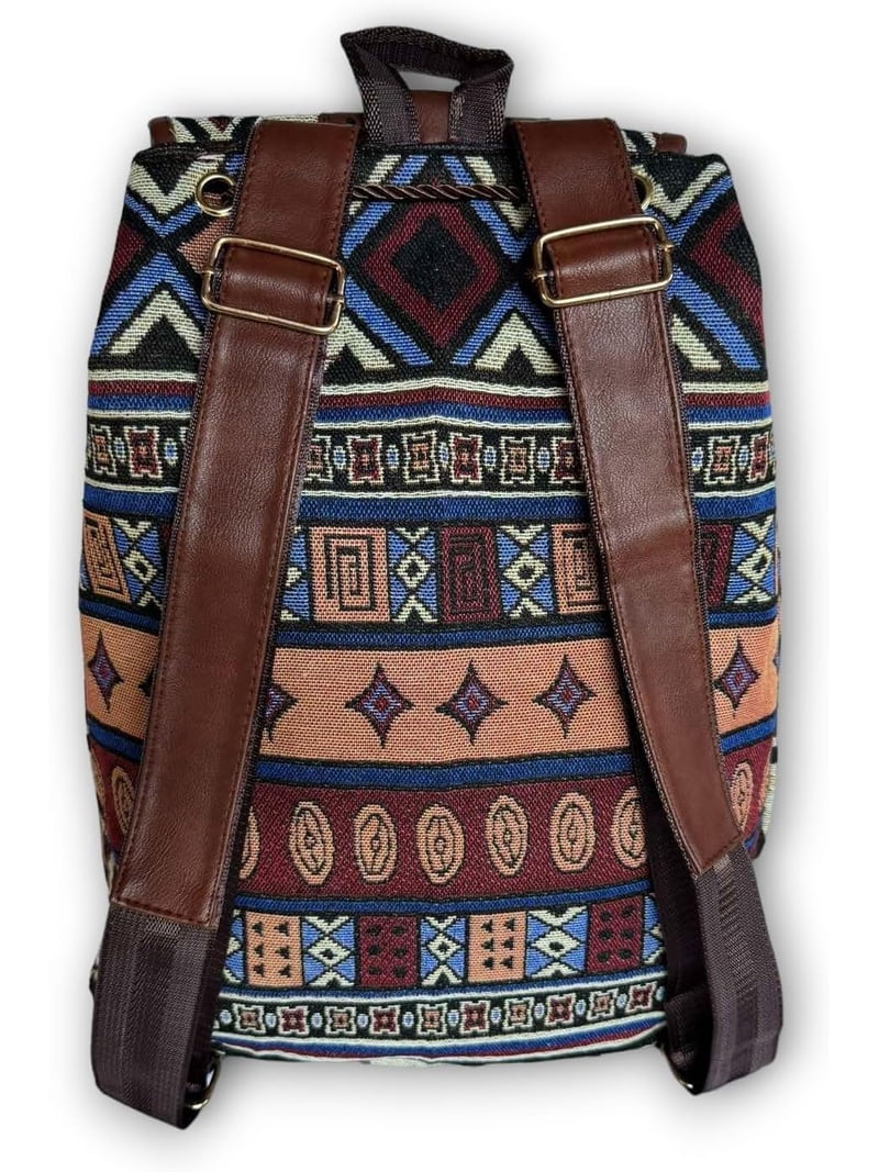 Hippie Canvas Women Backpack Purse- Boho Style Ethnic  display picture 3