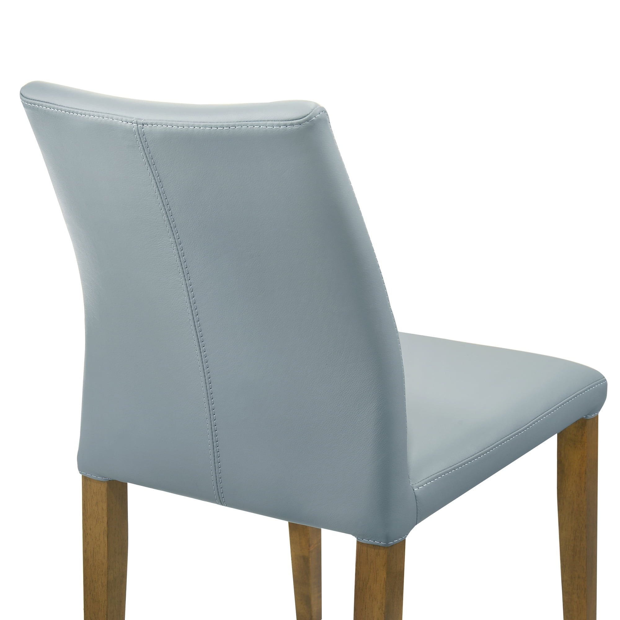 Elyza Full Back Top Grain Leather Upholstered Wood Dining Chairs in Blue - Set of 2