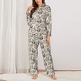 thumbnail image 2 of Pofeuu Compass And Mountains In Bicycle Wheels Print Womens Pajamas Set Long Sleeve Sleepwear Button Down Nightwear Soft Pj Lounge Sets Button Down Pajamas Women-XX-Large, 2 of 7