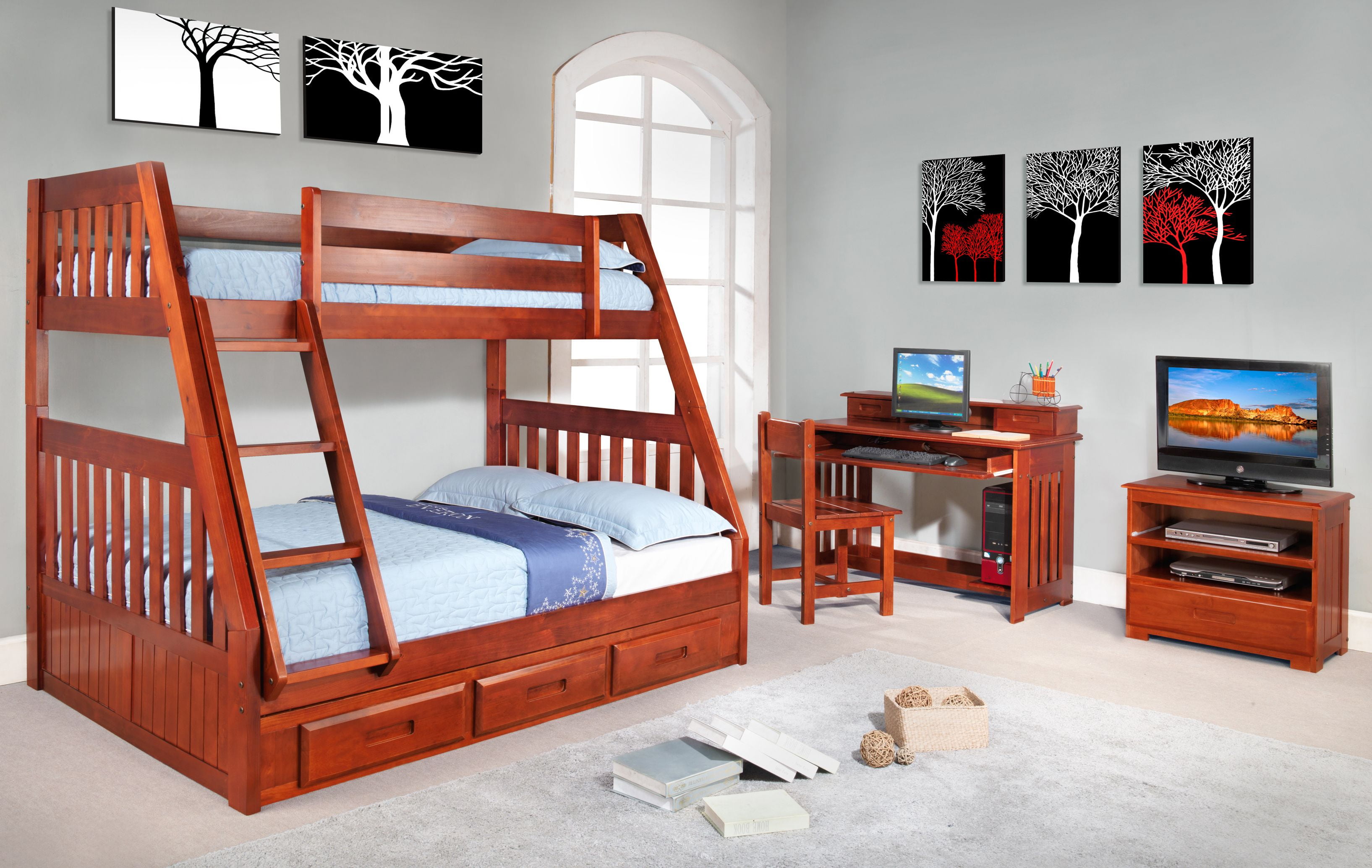 American Furniture Classics Model 2818 Tfm Solid Pine Mission American Furniture Classics Model 2818 Tfm Solid Pine Mission Staircase Twin Full Bunk Bed With Three Drawers In Merlot Com