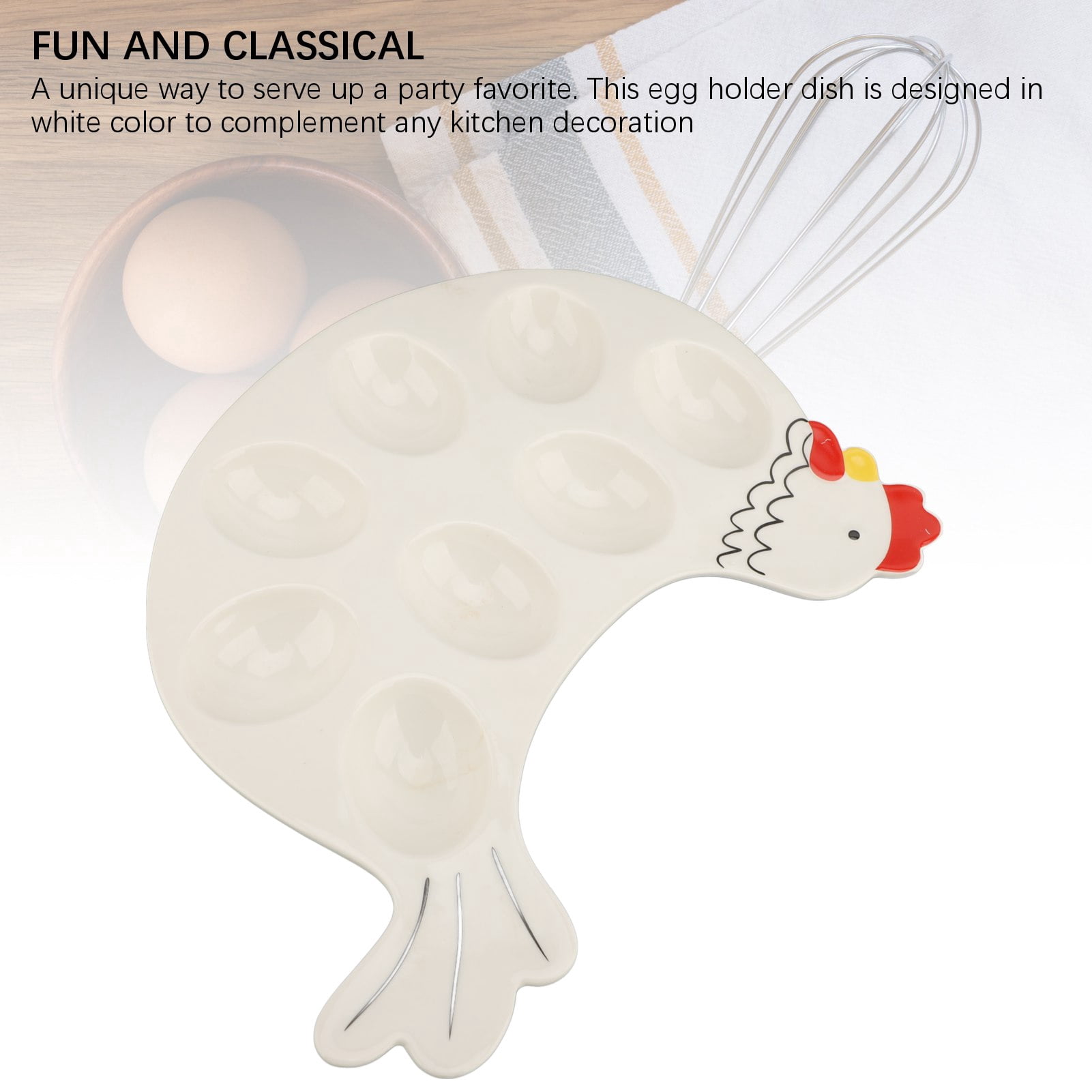 NFTIGB 8 Grid Ceramic Deviled Egg Platter Tray, Cute Chicken Shaped Serving Dish, Easter Egg Display Holder for Tableware, Home Decorative Platters (11.4 inches / 29.0 cm)