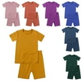 thumbnail image 2 of LYMAYTER Kids Baby Girls Boys T-Shirt Outfit 2PCS Infant Short Sleeve Shorts Casual Sets for 9 Months-7 Years, 2 of 9
