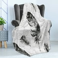 thumbnail image 4 of Feather Soft Flannel Fleece Blanket, Faded Geometric Backdrop Nested Squares Mosaic Pattern Fluffy Wings Fly, Cozy Plush for Indoor and Outdoor Use, 50" x 60", Black White Pale Grey, by Ambesonne, 4 of 5