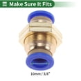 thumbnail image 4 of Unique Bargains Push to Connect Air Fittings 3/8" Bulkhead Union Plastic Metal 4 Pcs Blue Gold Tone, 4 of 7