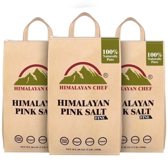SALT 84 Pink Himalayan Salt – Fine Grain, 100% Pure, Vegan, No Allergens, 5 lbs Each (Pack of 3)