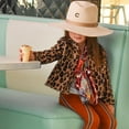 thumbnail image 2 of xiaxaixu Girls Button Open Front Jacket Khaki Long Sleeve Leopard Print Lapel Coat, 2 of 7