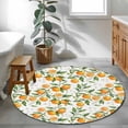 thumbnail image 4 of Summer Fruit Washable Round Area Rug 4 ft, Watercolor Orange Flower Farmhouse Country, Soft Non Slip Rugs Stain Repellent Indoor Felt Carpet for Living Dining Room Bedroom Home Office, 4 of 9